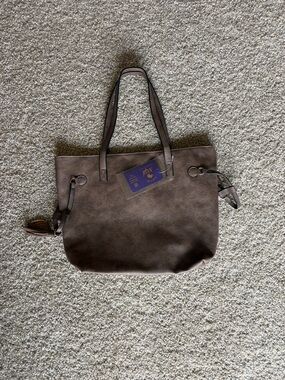 Everyday Brown Faux Leather Tote with Dual Shoulder Straps